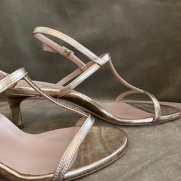 Ron White FLOTO Champagne Gold Cocktail Sandals T Strap NIB Size 38 EURO 7.5 US - Picture 3 of 12
